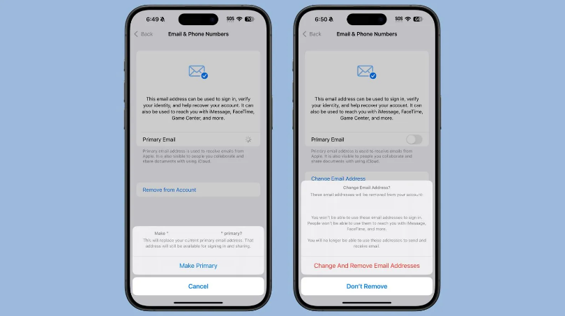 合江苹果手机维修分享苹果 iOS 18.1 支持设置“主要”邮箱地址并更改 iCloud 邮箱 